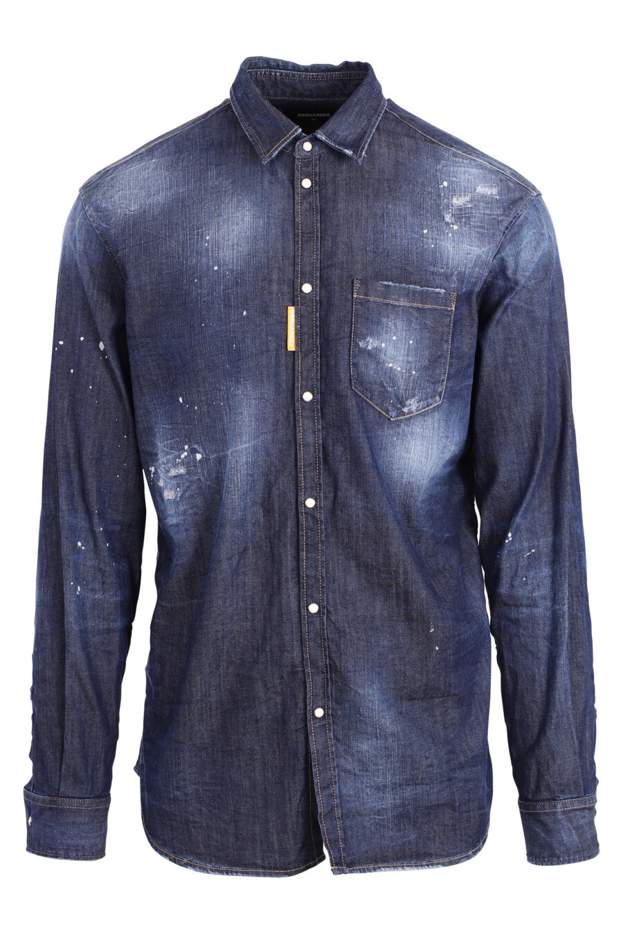 Blue denim shirt with white paint "icon splash" - IMG 4714
