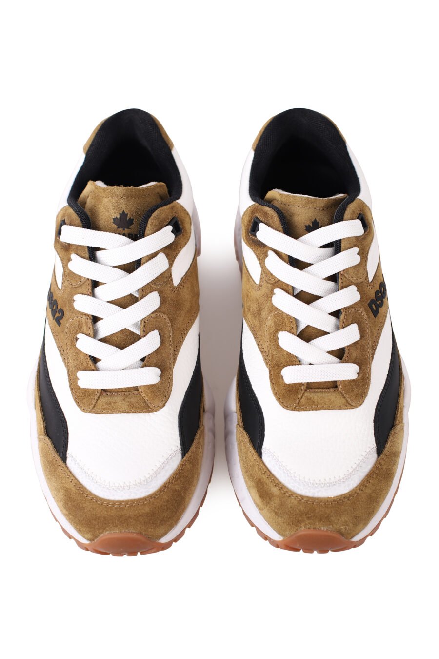 Camel coloured trainers with Dsq2" logo and black and white details - IMG 0331