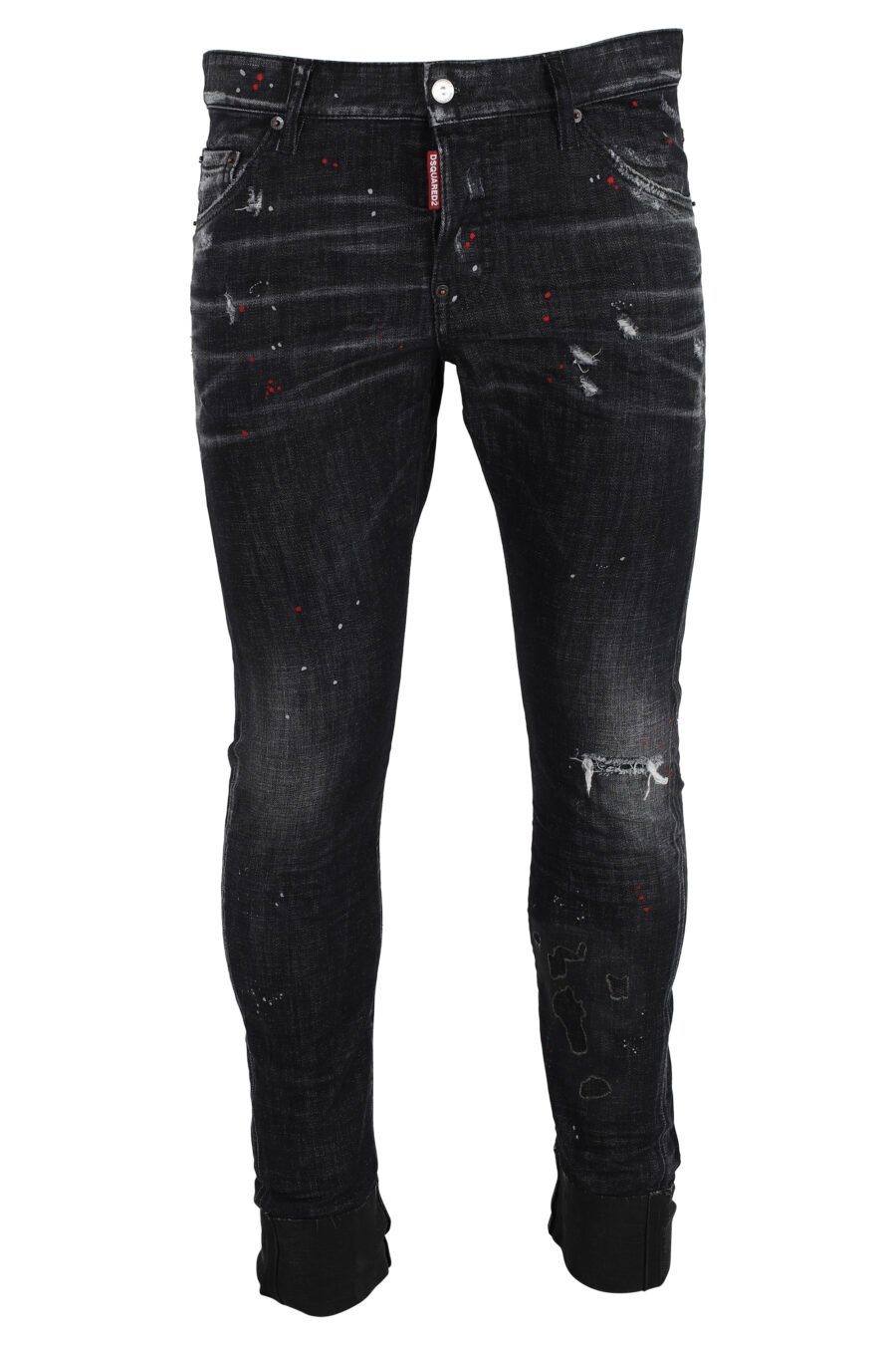Pantalon en jean torsadé sexy noir effiloché - IMG 4852