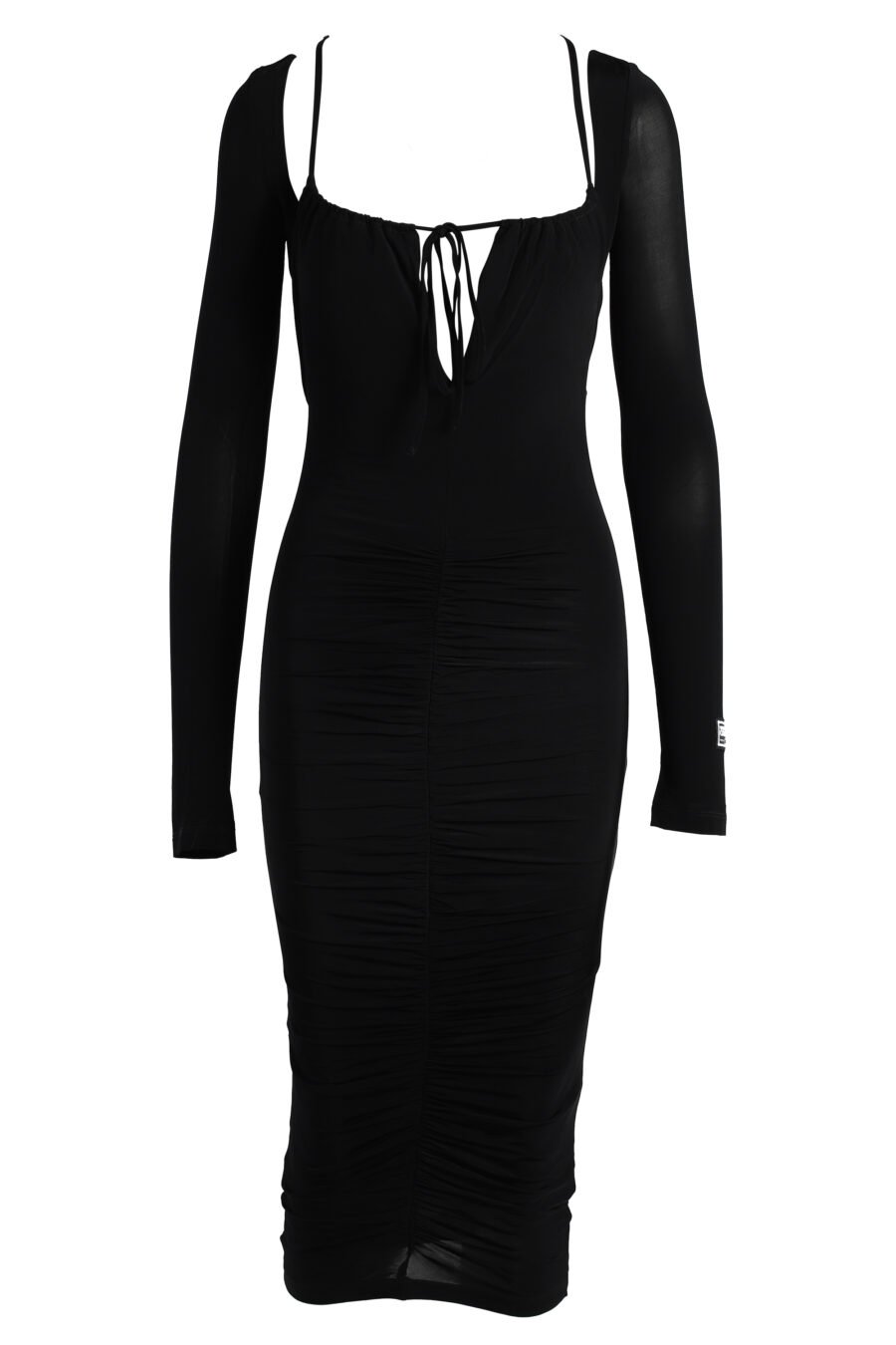 Vestido negro manga larga con detalles en transparencia - IMG 4875