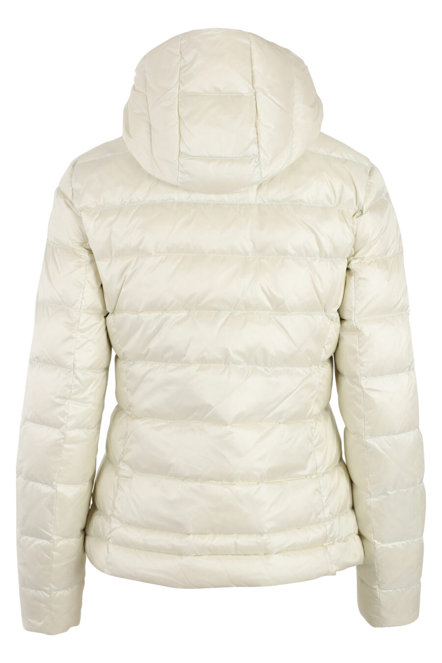 Pearl white hooded jacket with brown lining - IMG 4905