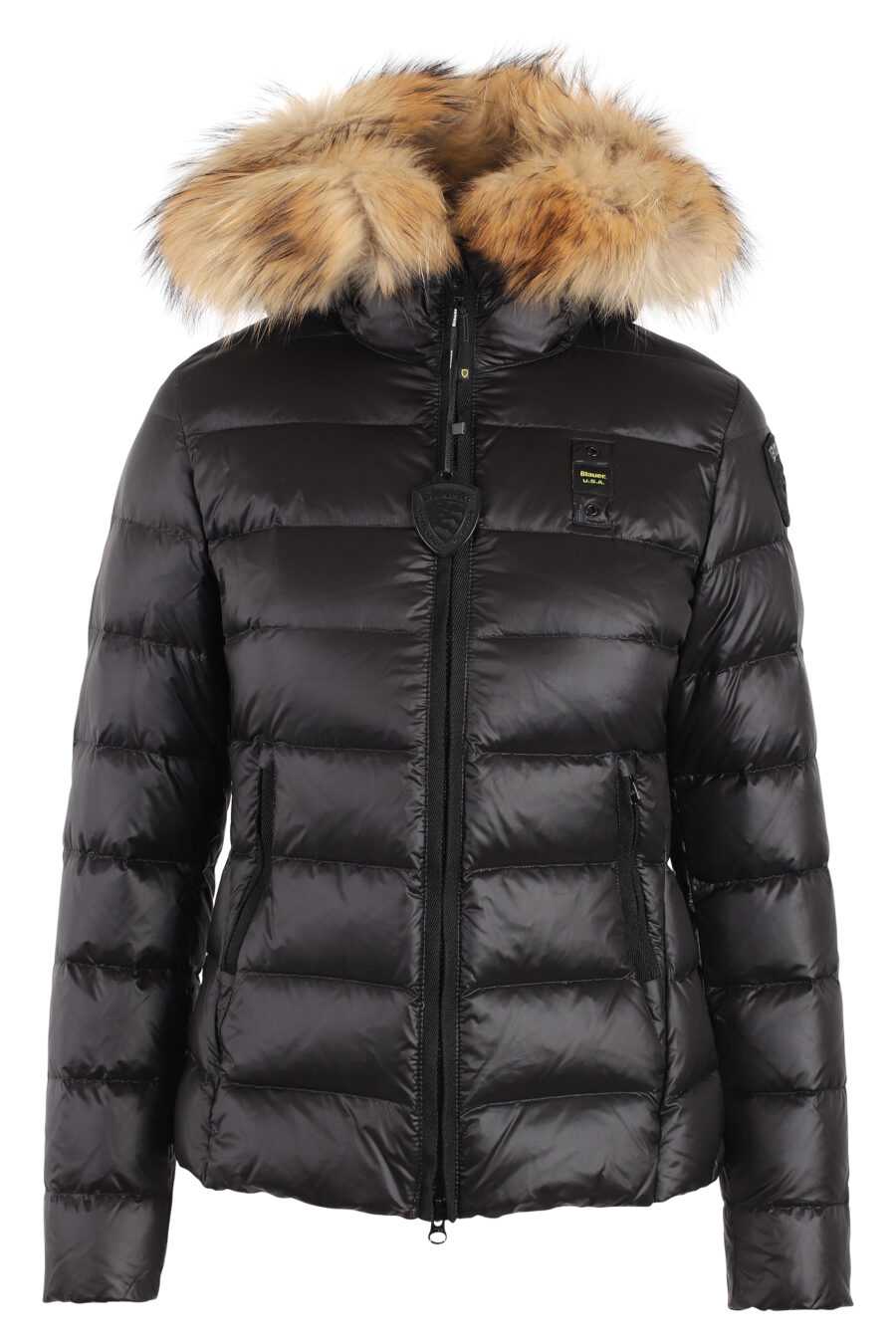 Black fur hooded jacket with reddish-brown interior - IMG 4925