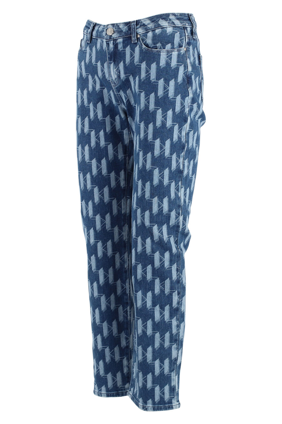 Pantalón vaquero azul con logo monograma - IMG 5100