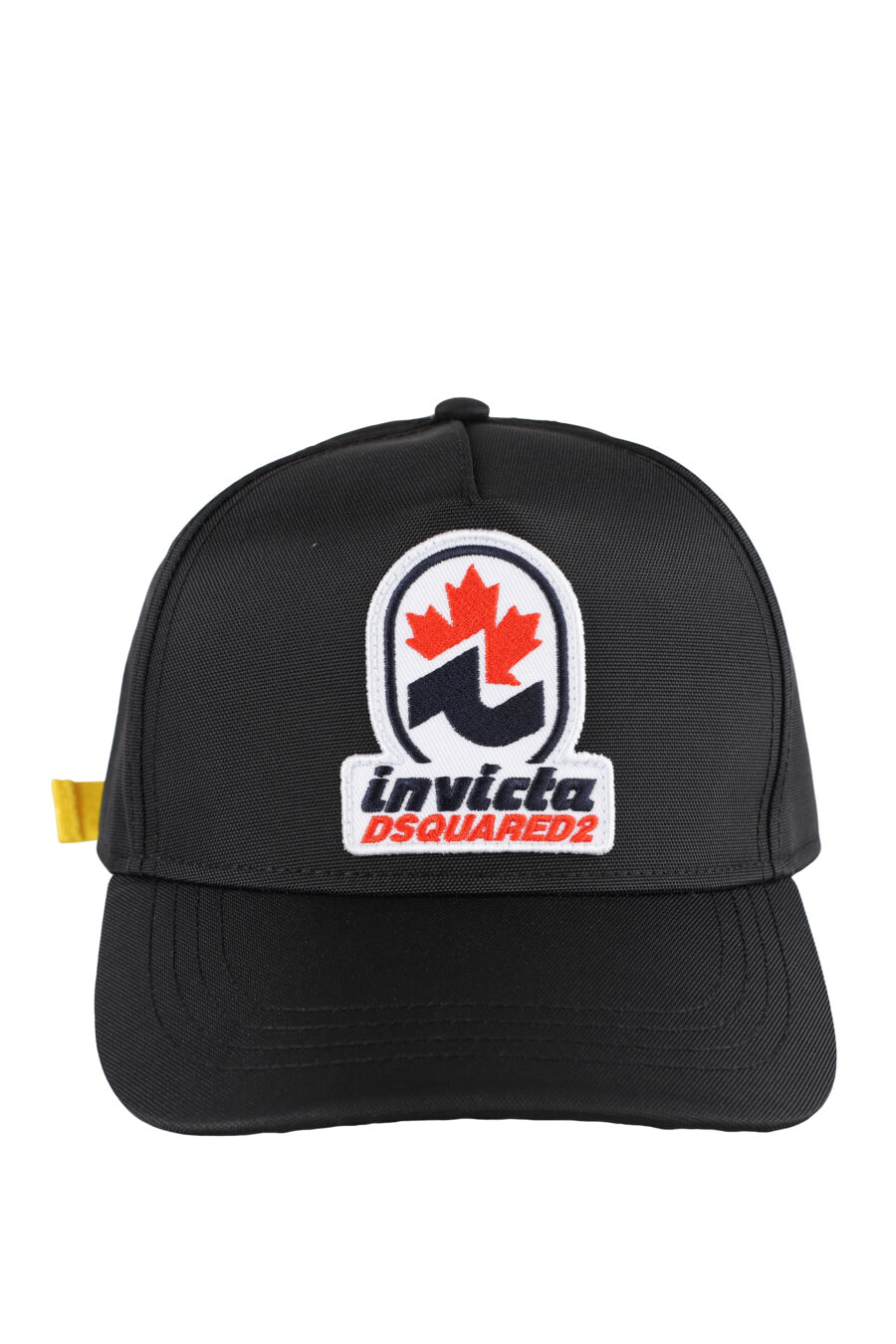 Verstellbare schwarze Kappe mit gelbem Band und "invicta"-Aufnäher - IMG 5182