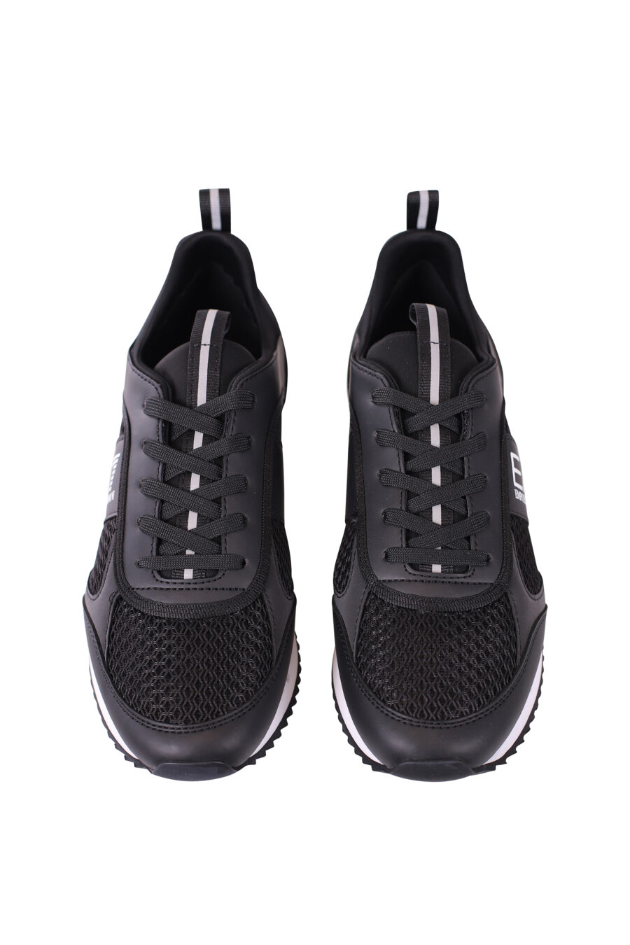 Breathable black trainers with white "lux identity" logo and two-tone sole - IMG 5642