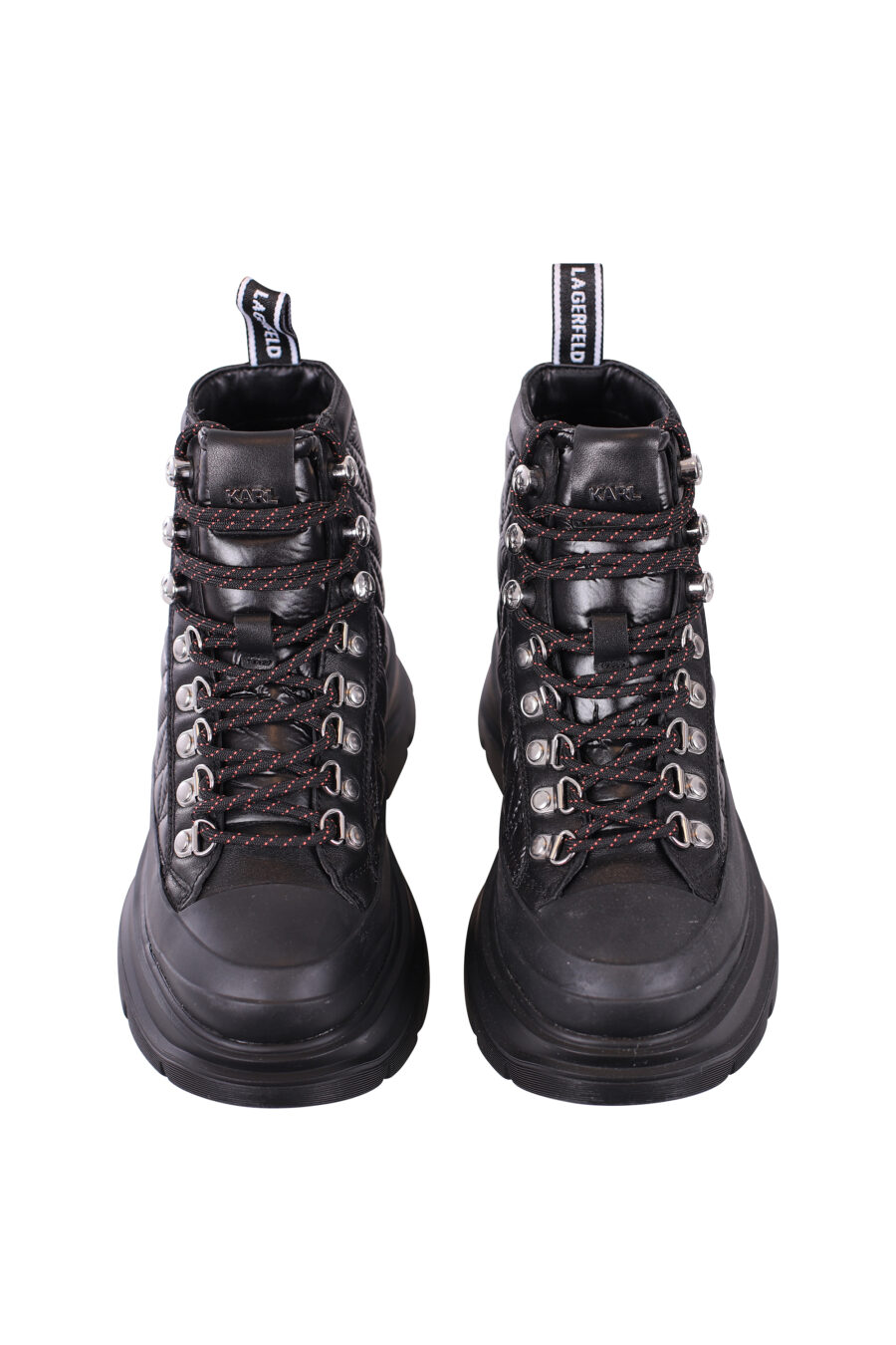 Black ankle boots with silver monogram logo and laces - IMG 5664