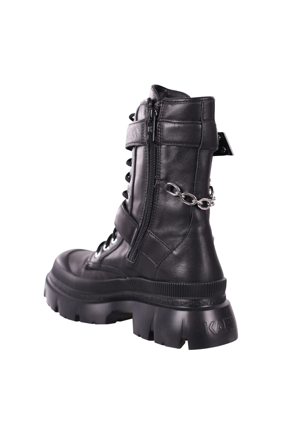 Black ankle boots with chain and silver buckle - IMG 5734