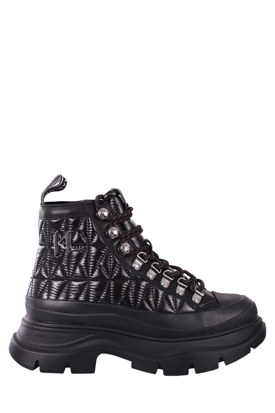 Black ankle boots with silver monogram logo and laces - IMG 5803