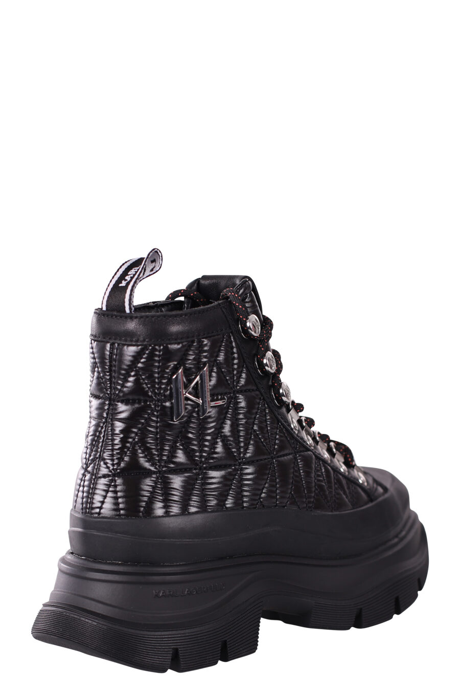 Black ankle boots with silver monogram logo and laces - IMG 5804