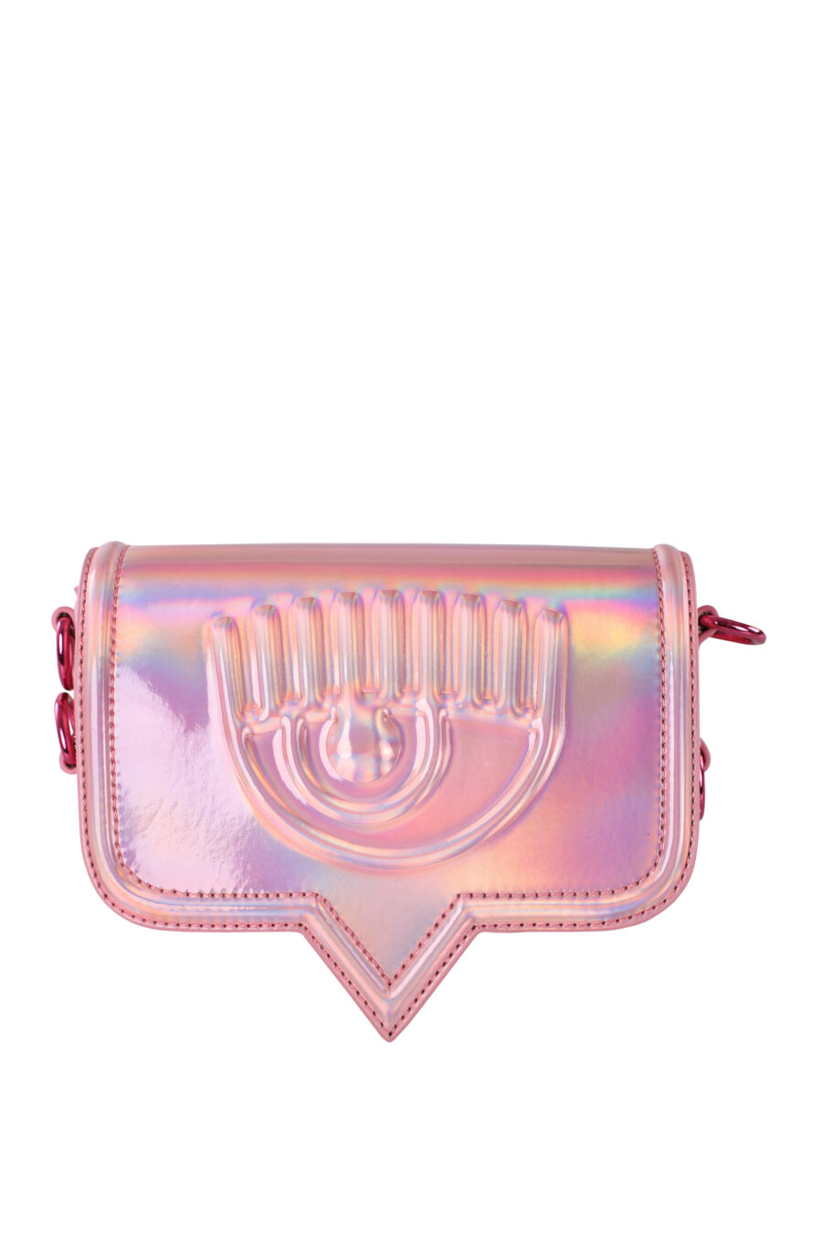 Pink shoulder bag with monochrome eye logo - IMG 5960