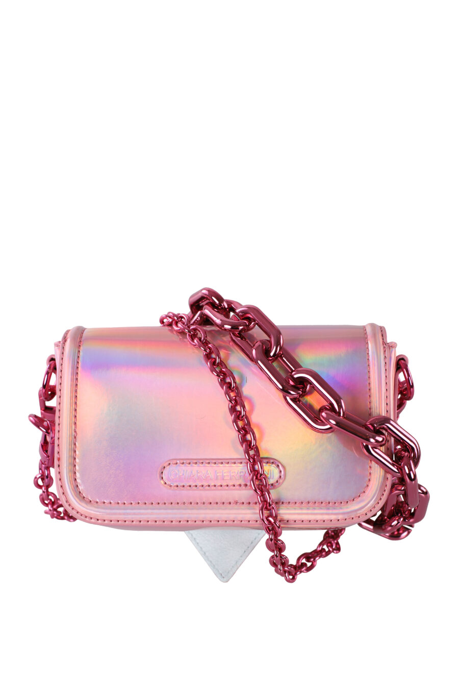 Pink shoulder bag with monochrome eye logo - IMG 5962