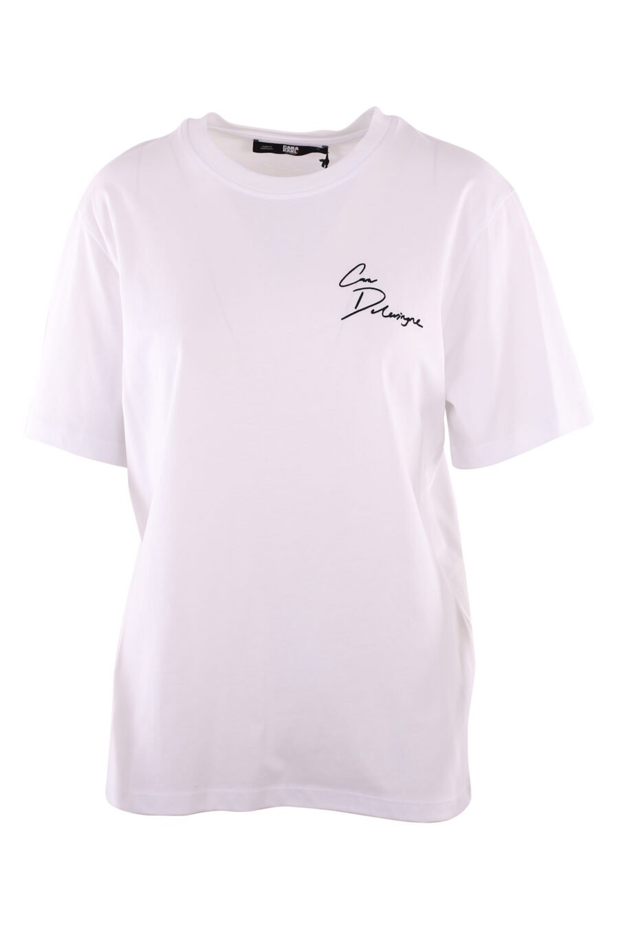 T-shirt branca com logótipo de assinatura "face" preto - IMG 6088