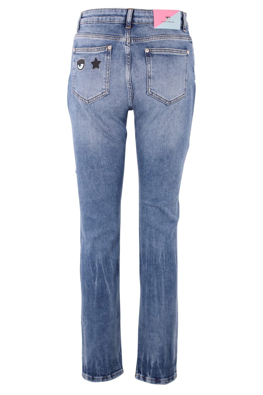 Blue denim trousers with eye and star logo - IMG 6322
