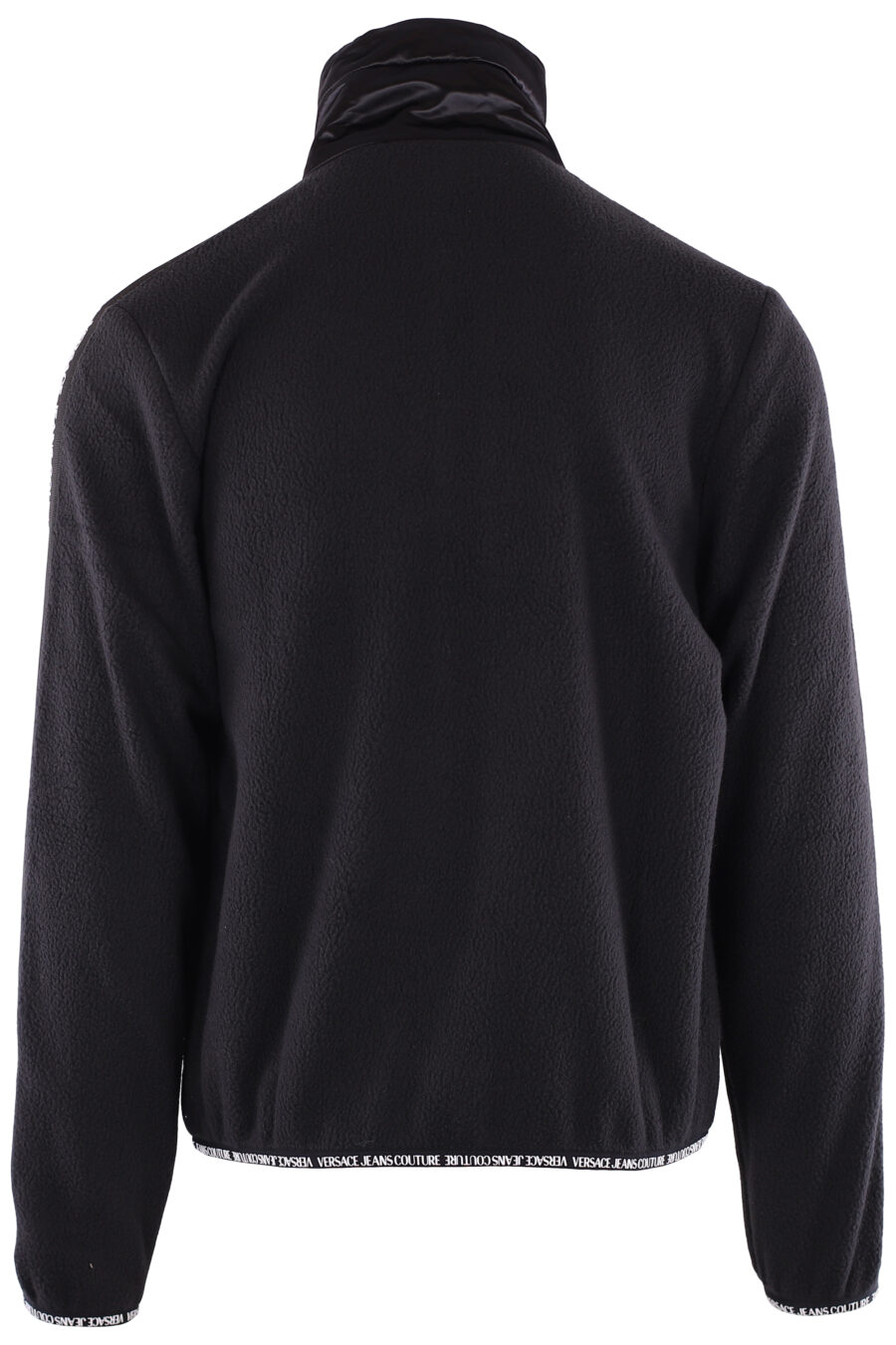 Sweat-shirt noir en polaire avec logo en ruban sur les manches - IMG 6373