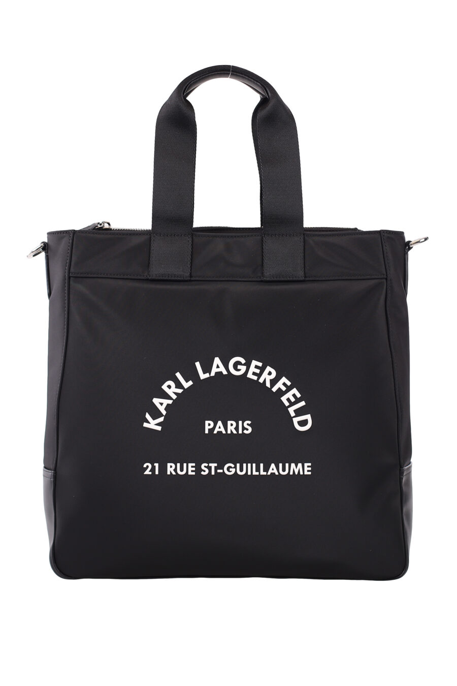 Tote bag negro de nylon con logo "rue st-guillaume" - IMG 1593