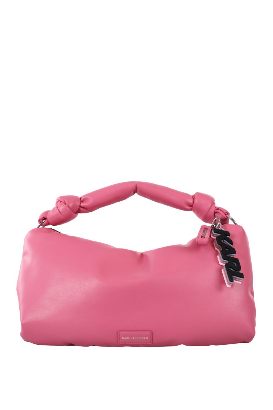 Pink knotted shoulder bag with monochrome logo - IMG 1662