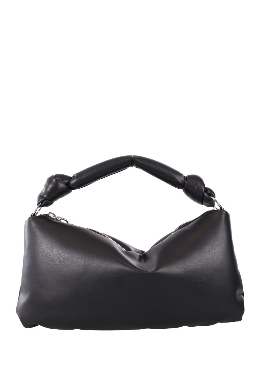 Black knotted shoulder bag with monochrome logo - IMG 1668