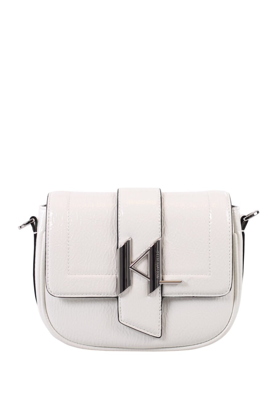 Small white flap shoulder bag with metal logo - IMG 1733