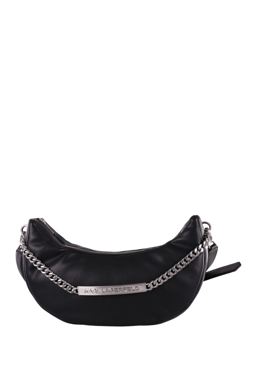 Black hobo bag with silver plated chain - IMG 6042