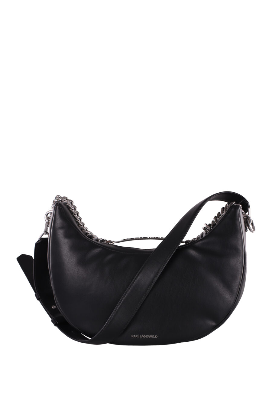 Black hobo bag with silver plated chain - IMG 6049