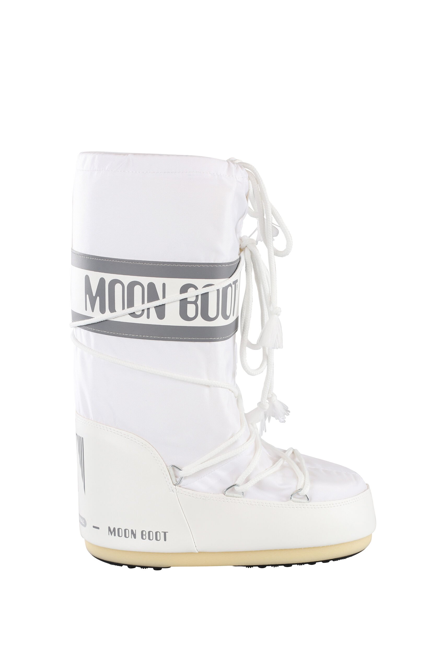 Moon Boot - Botas blancas de nieve con logo negro en cinta - BLS Fashion