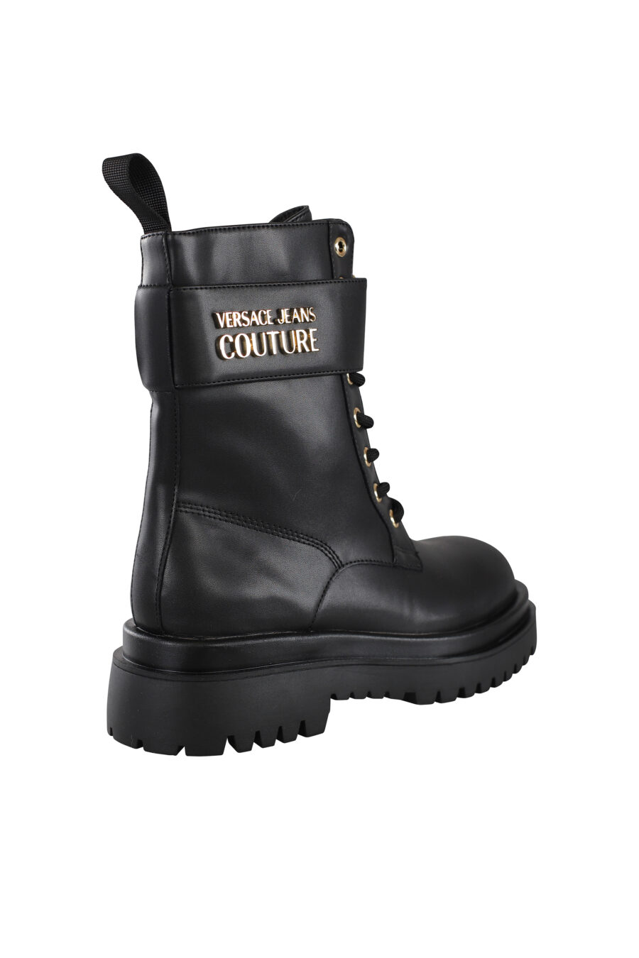 Black lace-up ankle boots with gold lettering logo - IMG 6876