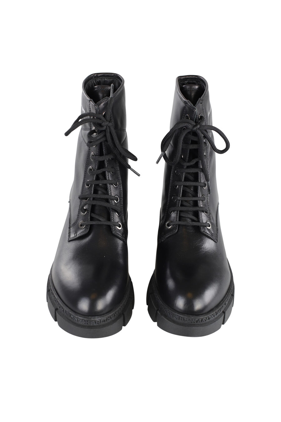 Black lace-up ankle boots with small white logo - IMG 7097