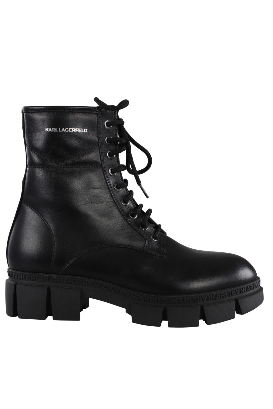 Black lace-up ankle boots with small white logo - IMG 7113