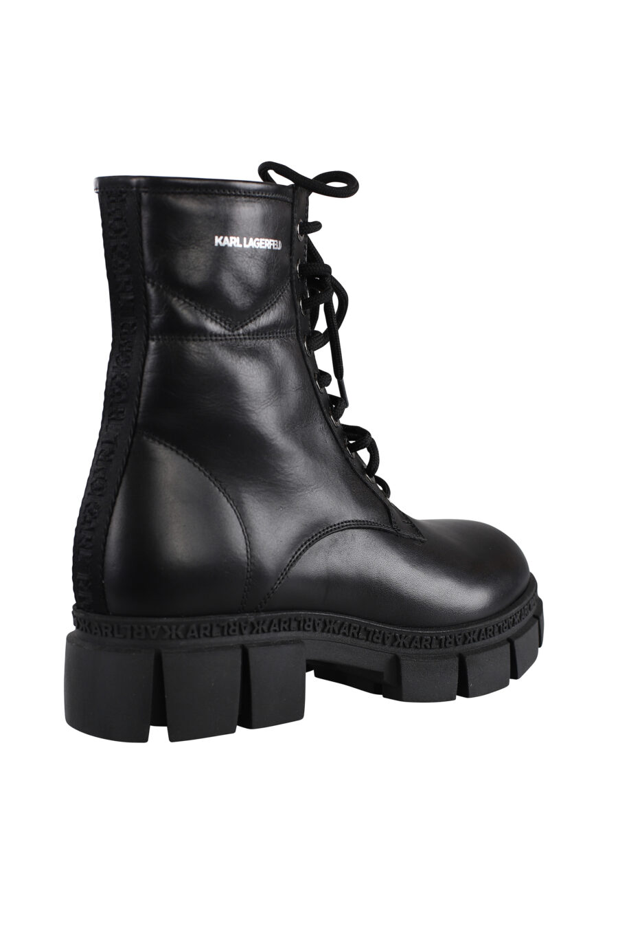 Black lace-up ankle boots with small white logo - IMG 7114