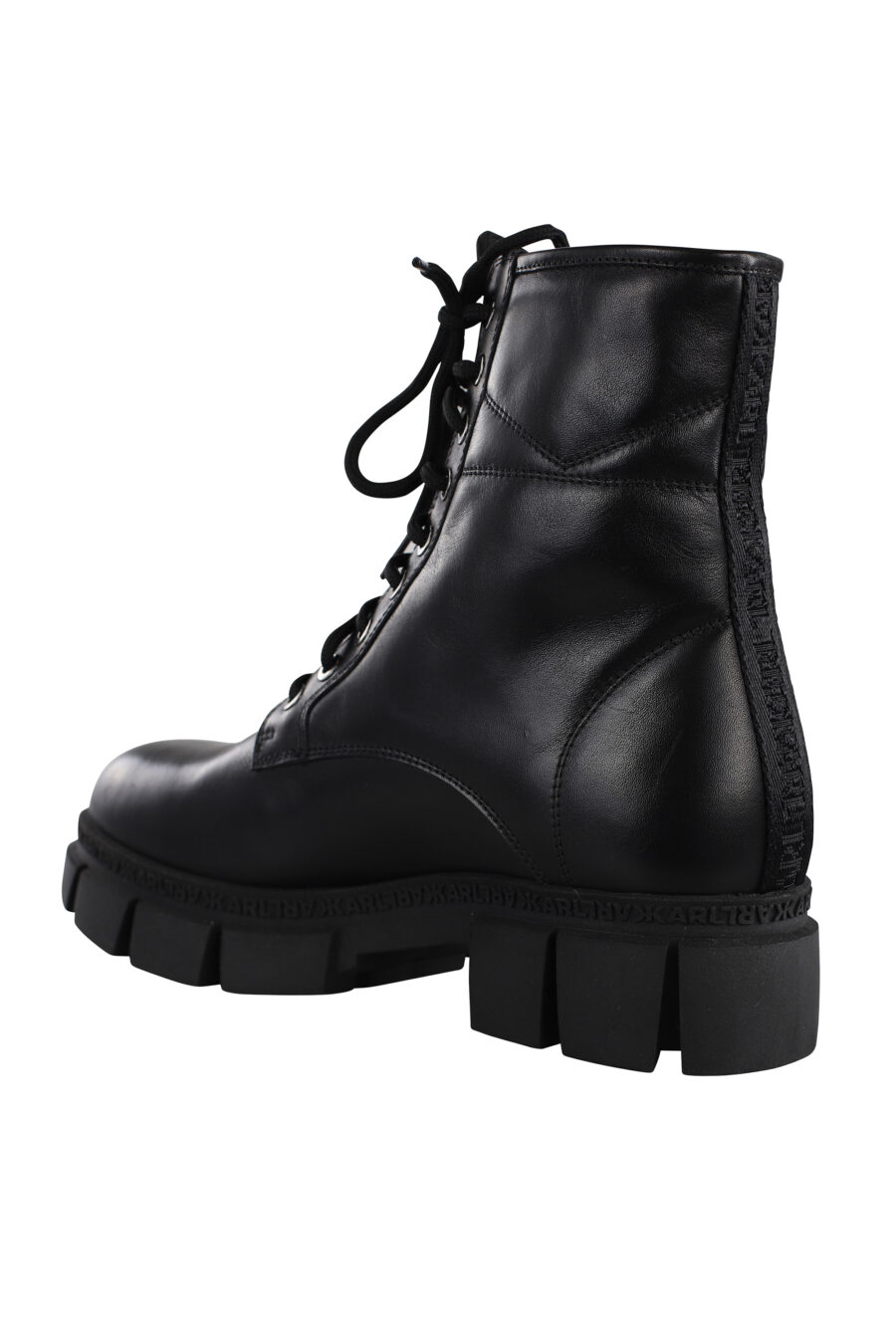Black lace-up ankle boots with small white logo - IMG 7115