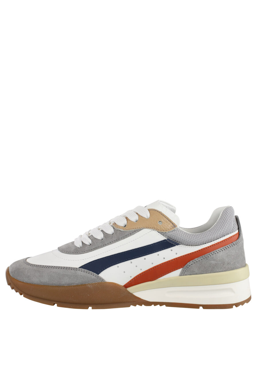 Zapatillas blancas y grises con detalles multicolor y suela marrón - IMG 7151
