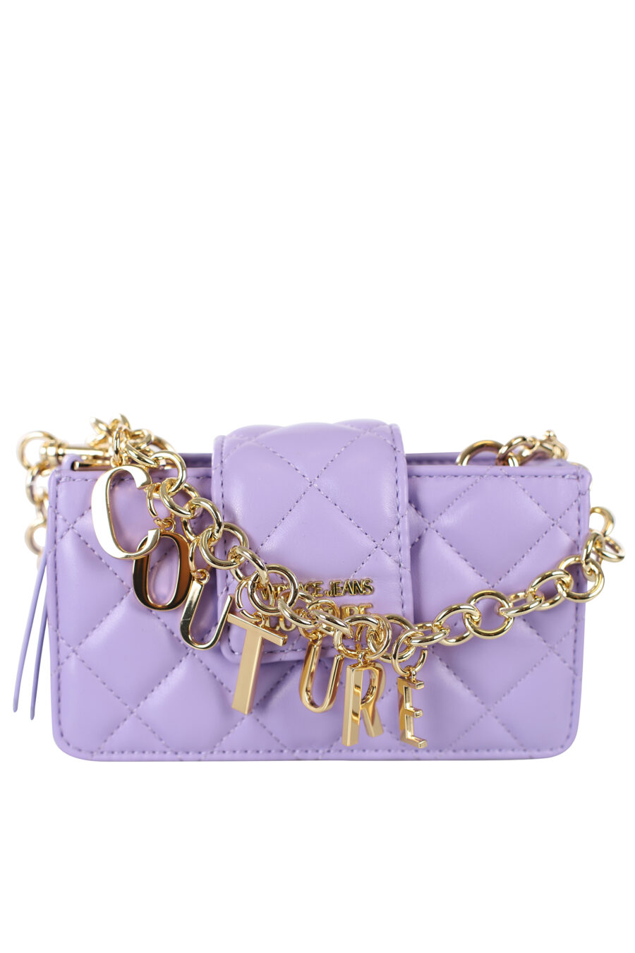 Purple shoulder bag with chain charms - IMG 7251