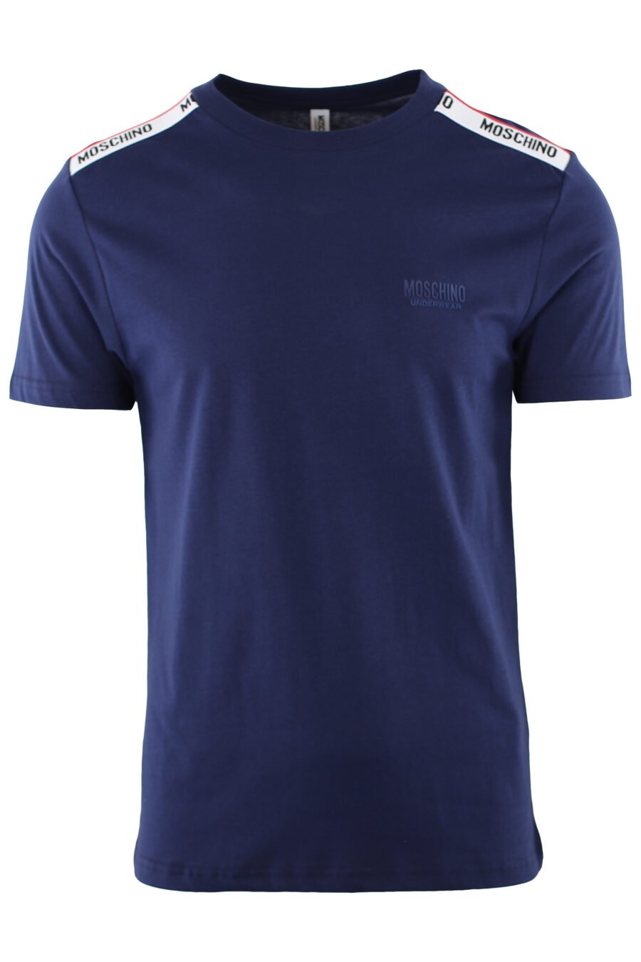Camiseta azul con logotipo en cinta hombros - IMG 7412