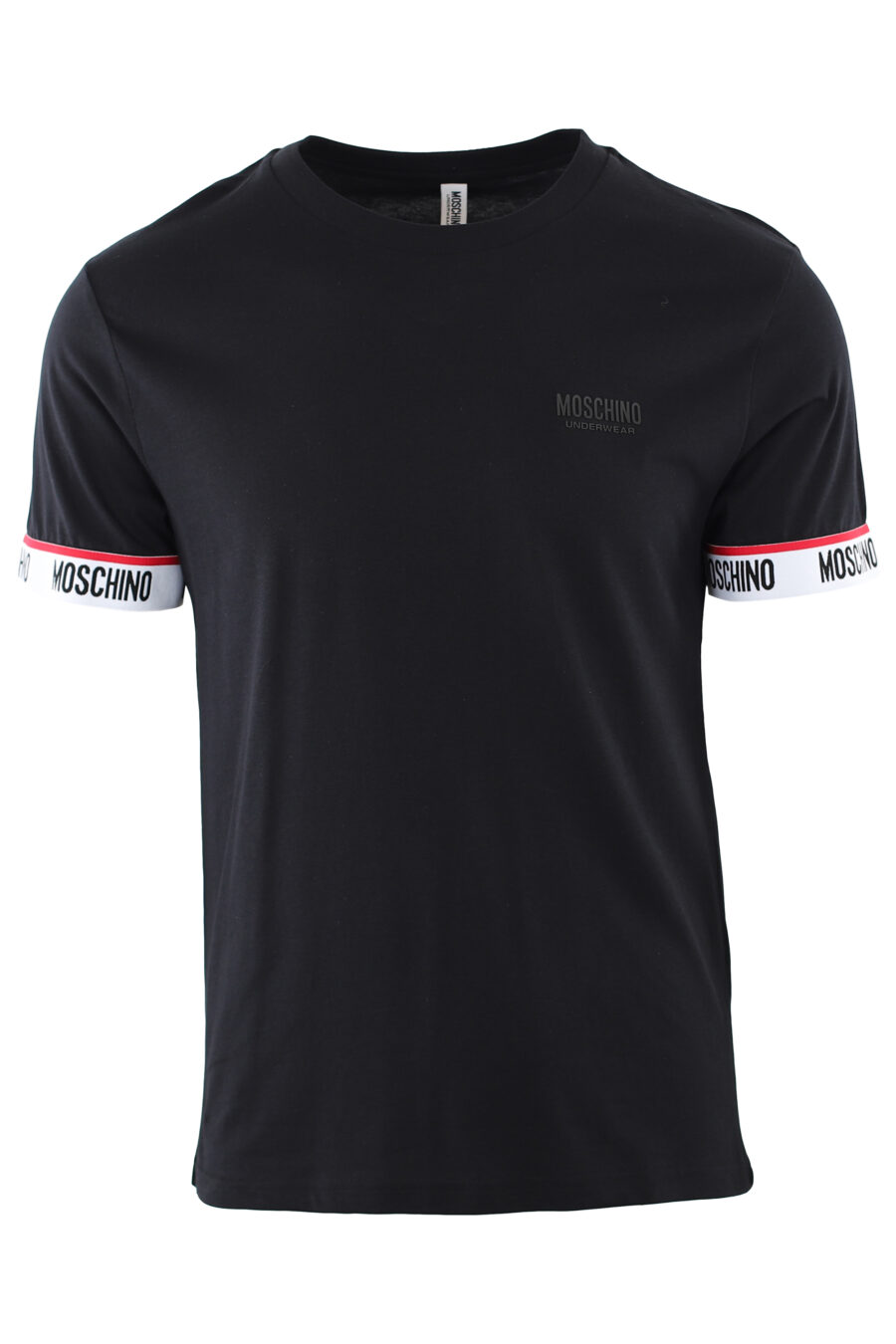Camiseta negra con logotipo en cinta hombros mangas - IMG 7423