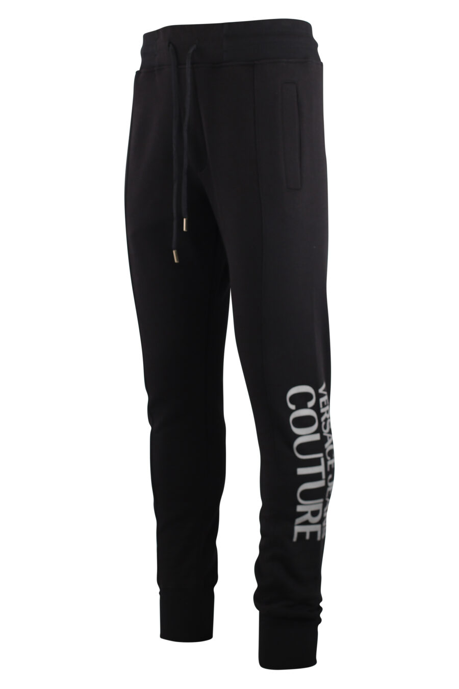 Pantalón de chándal negro con logo vertical plateado - IMG 7502