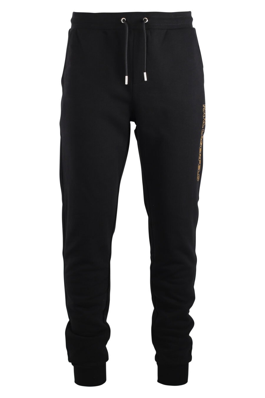 Pantalón de chandal negro con logo vertical dorado - IMG 7507
