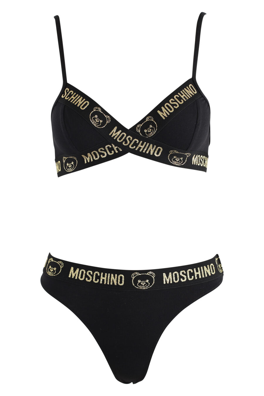 Black bra and panties set with gold logo - IMG 7595