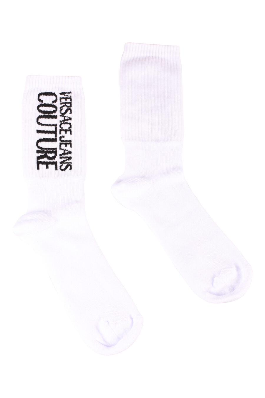 Calcetines blancos con logo vertical negro - IMG 8531