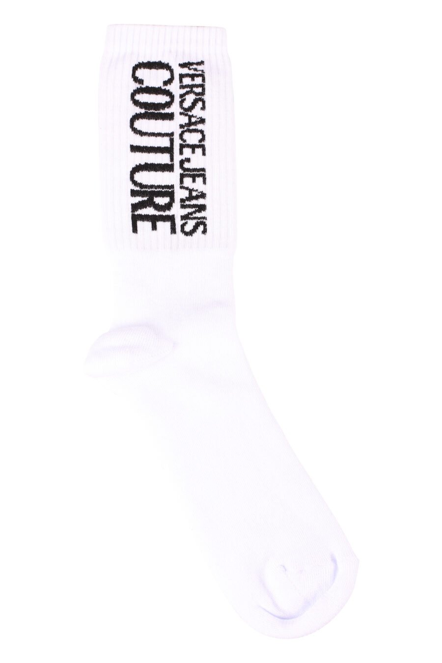 Calcetines blancos con logo vertical negro - IMG 8533