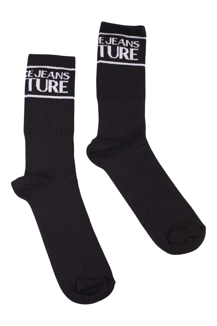 Chaussettes noires avec logo horizontal blanc - IMG 8545