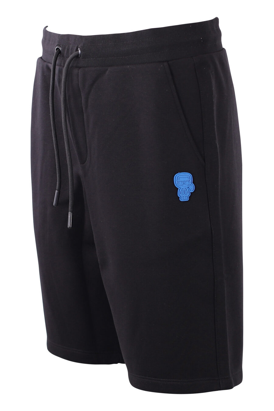 Pantalón corto de chandal negro con logo azul - IMG 8584