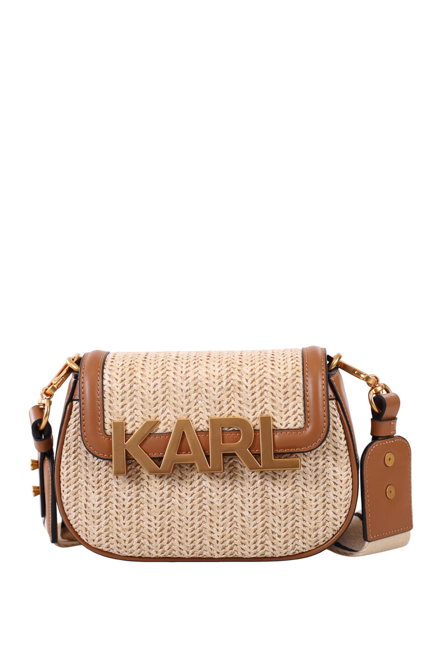 Brown mini shoulder bag with gold lettering logo - IMG 1716