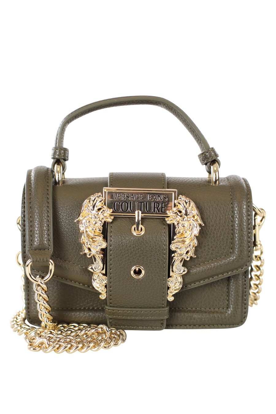 Military green mini shoulder bag with logo baroque buckle - IMG 7219