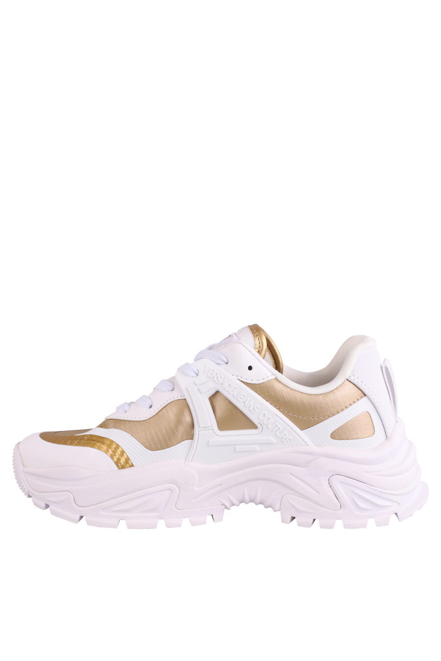 Zapatillas blancas con dorado y logo - IMG 9023