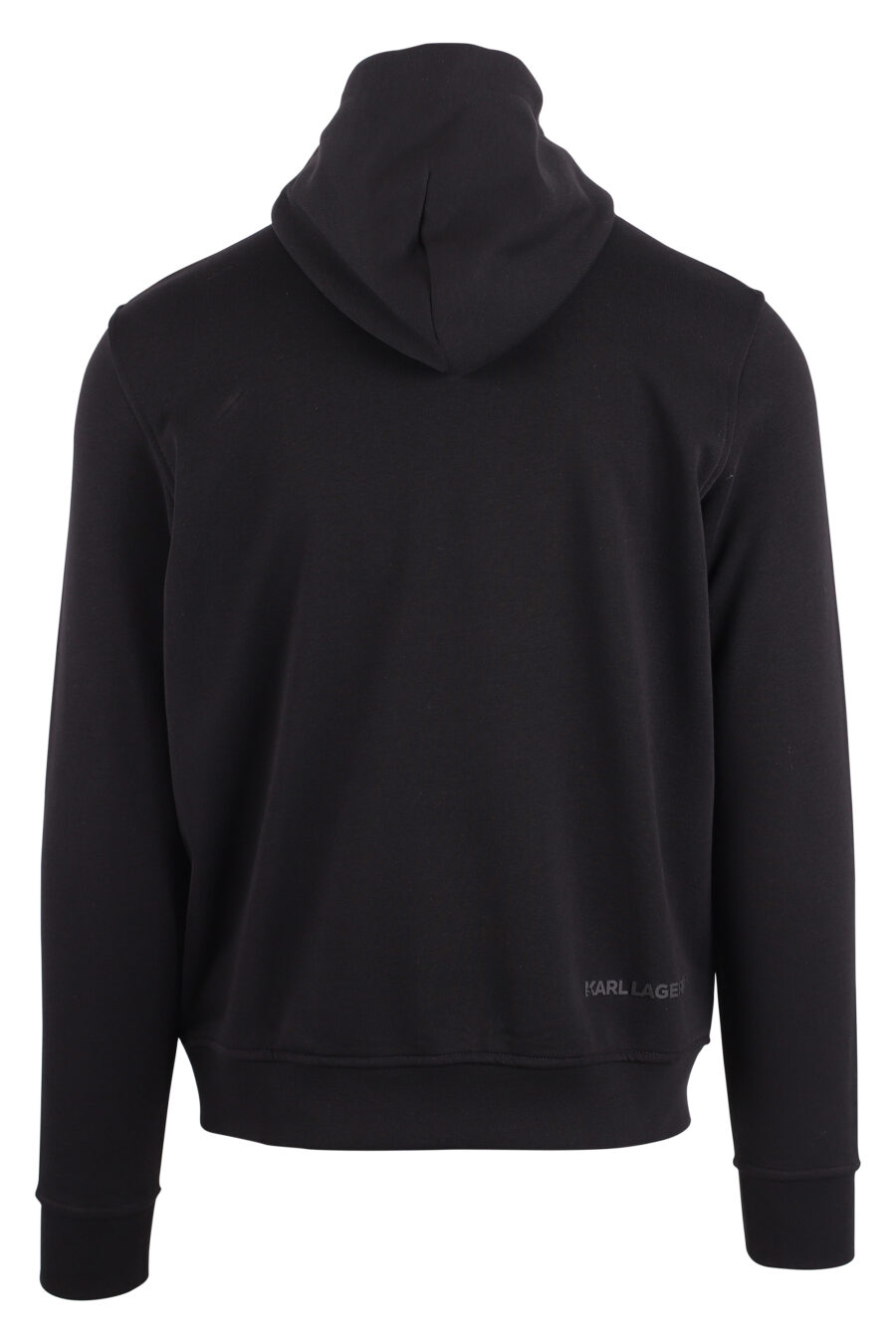 Black sweatshirt with hood and "karl" logo in white silhouette - IMG 9420