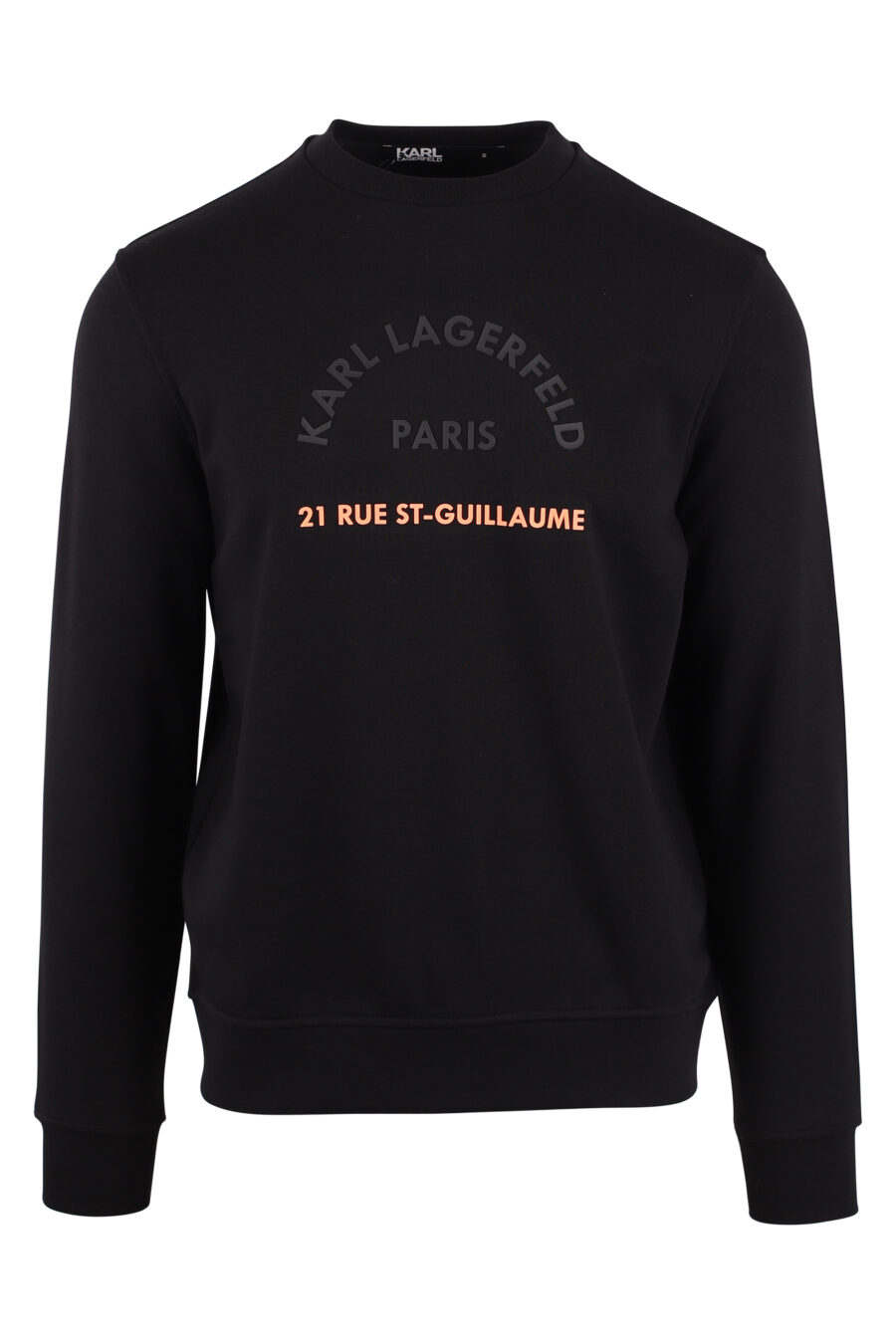 Schwarzes Sweatshirt mit orangem Maxilogo "rue st guillaume" - IMG 9430