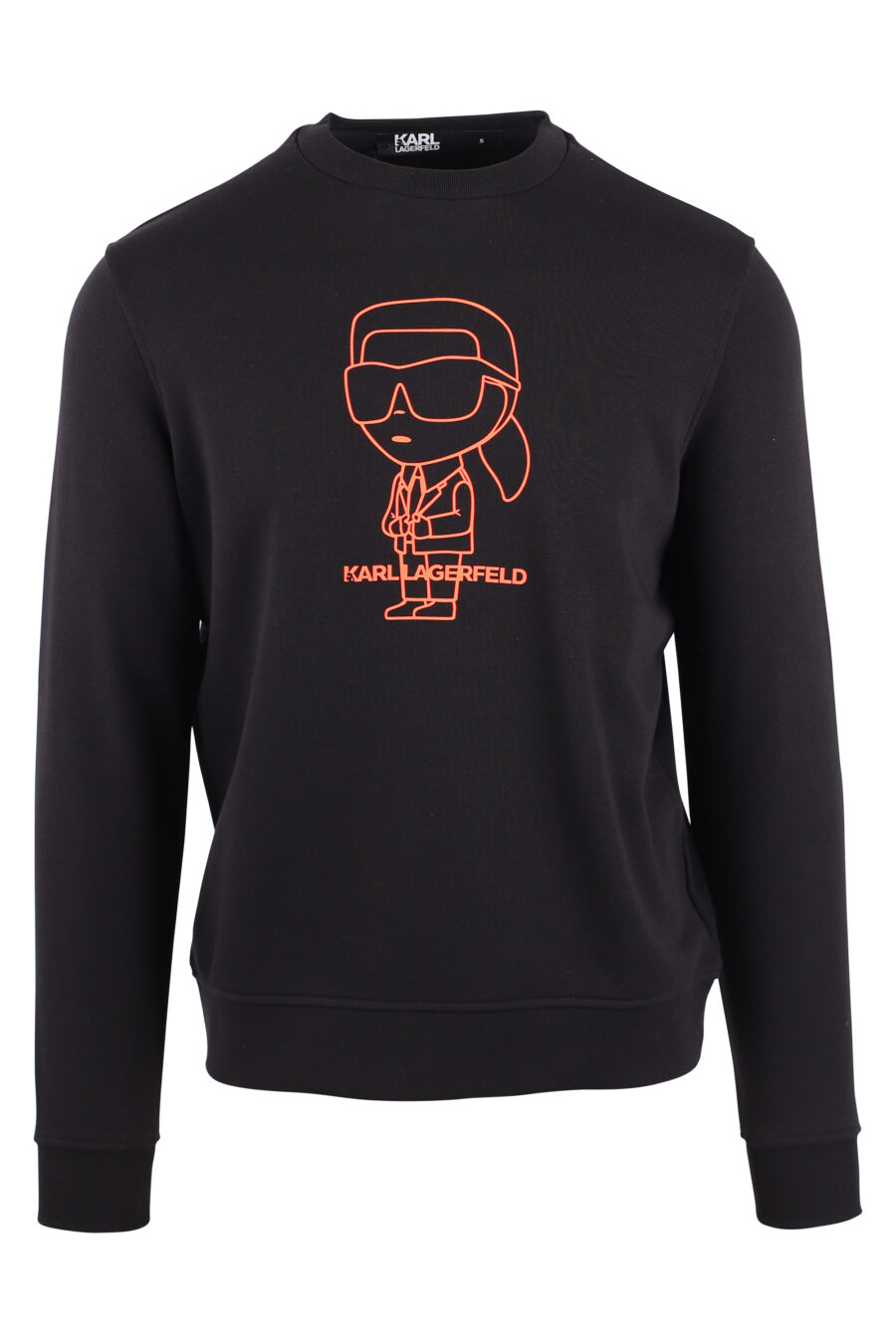 Schwarzes Sweatshirt mit Maxilogo "karl" in oranger Silhouette - IMG 9439
