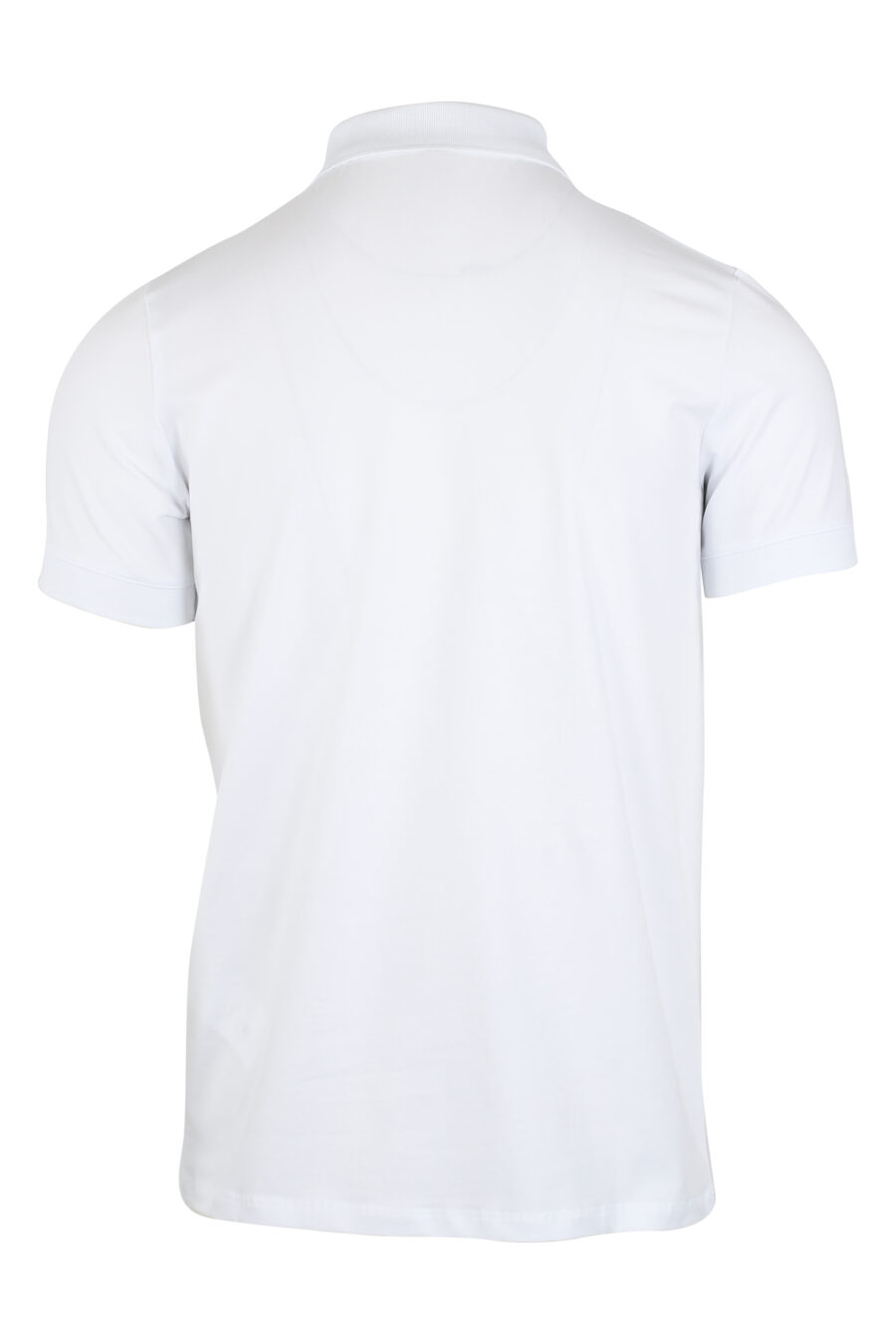 Weißes Poloshirt mit Reißverschluss und weißem Logoaufnäher - IMG 9493