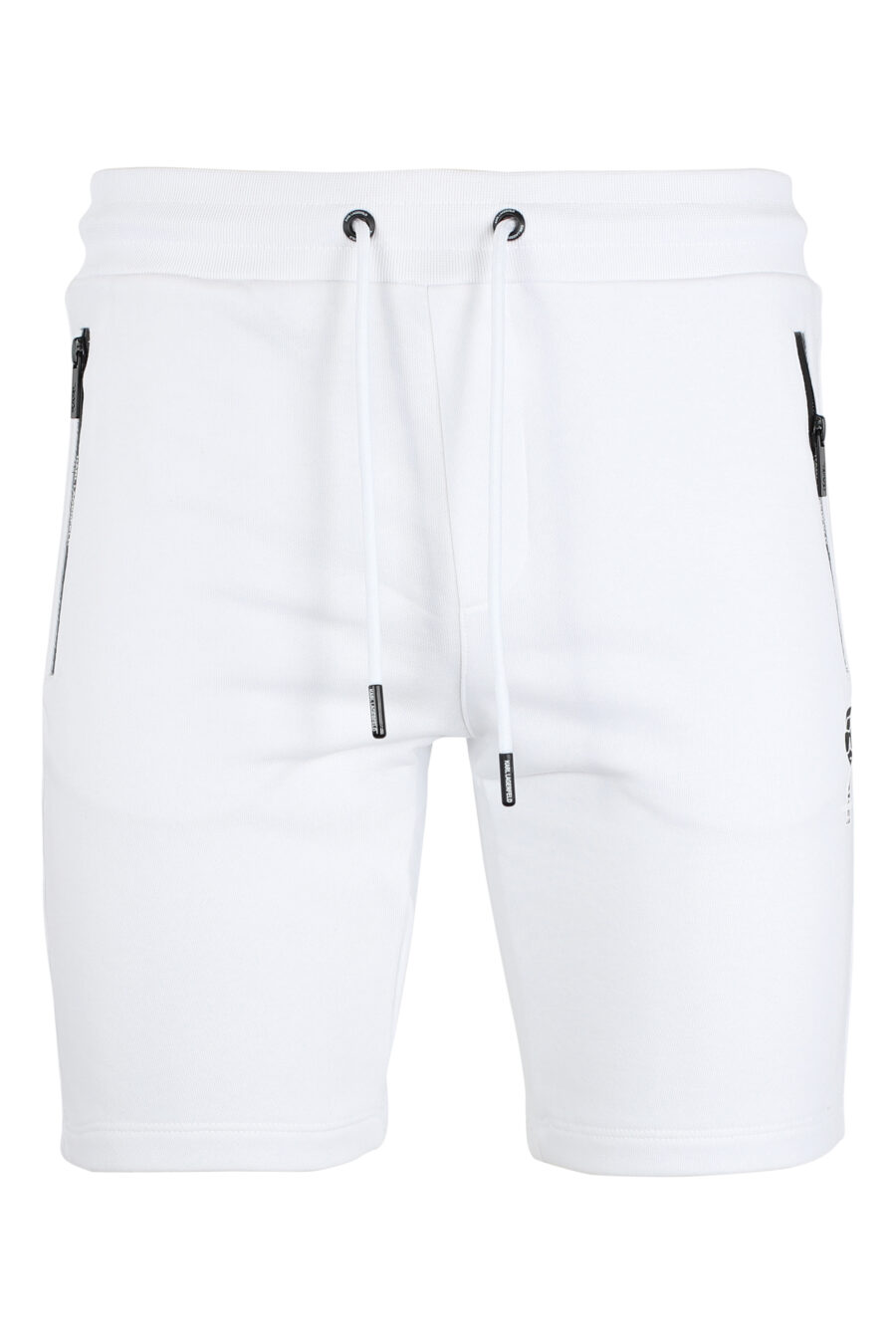 Tracksuit bottoms white short with "karl" minilogue in black silhouette - IMG 9514