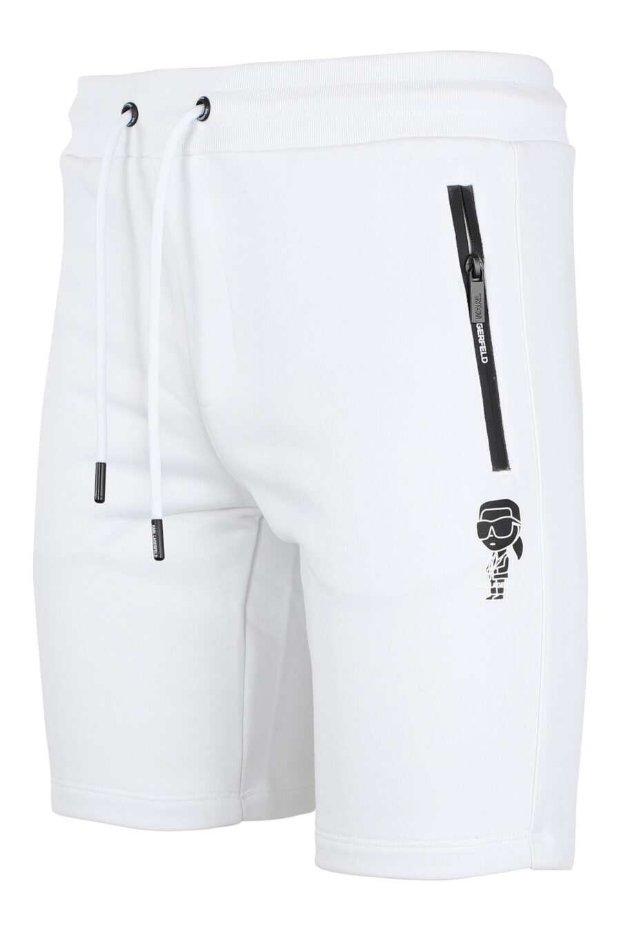 Calças de fato de treino curtas brancas com minilogo "karl" em silhueta preta - IMG 9515